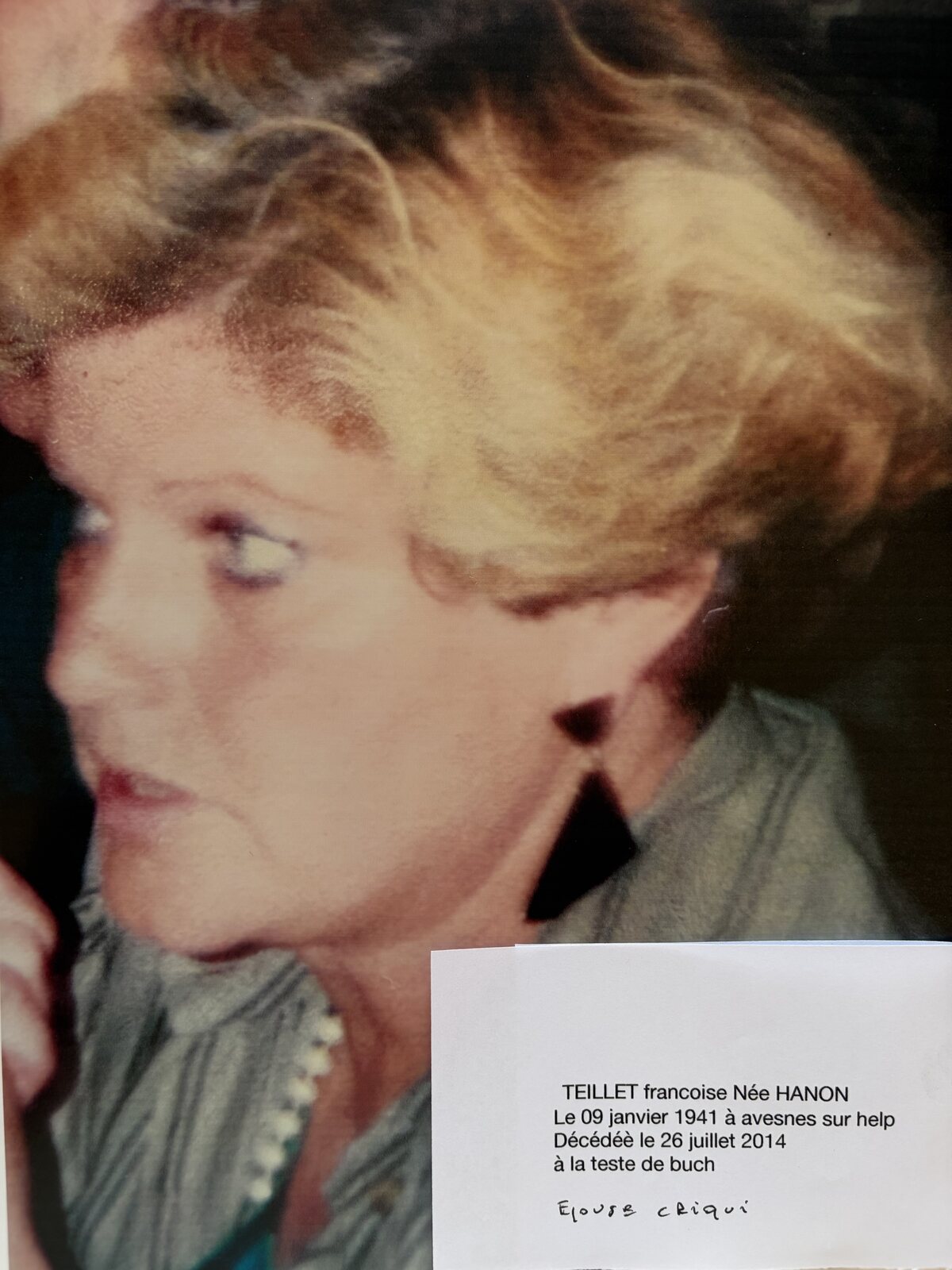 Portrait de Françoise Teillet née Hanon